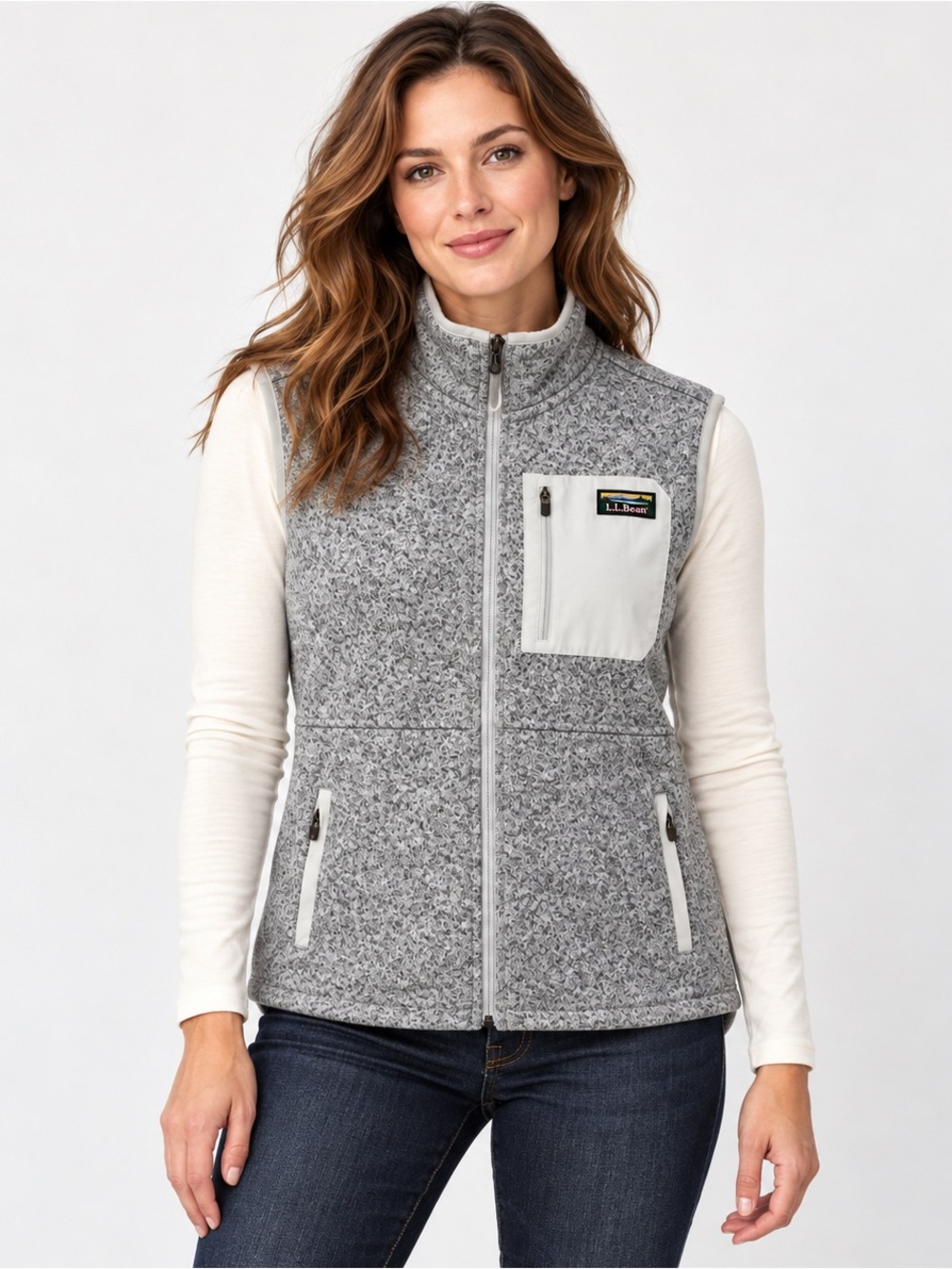 L.L.Bean Women’s Sweater Fleece Vest Heather Grey XL Regular NWOT